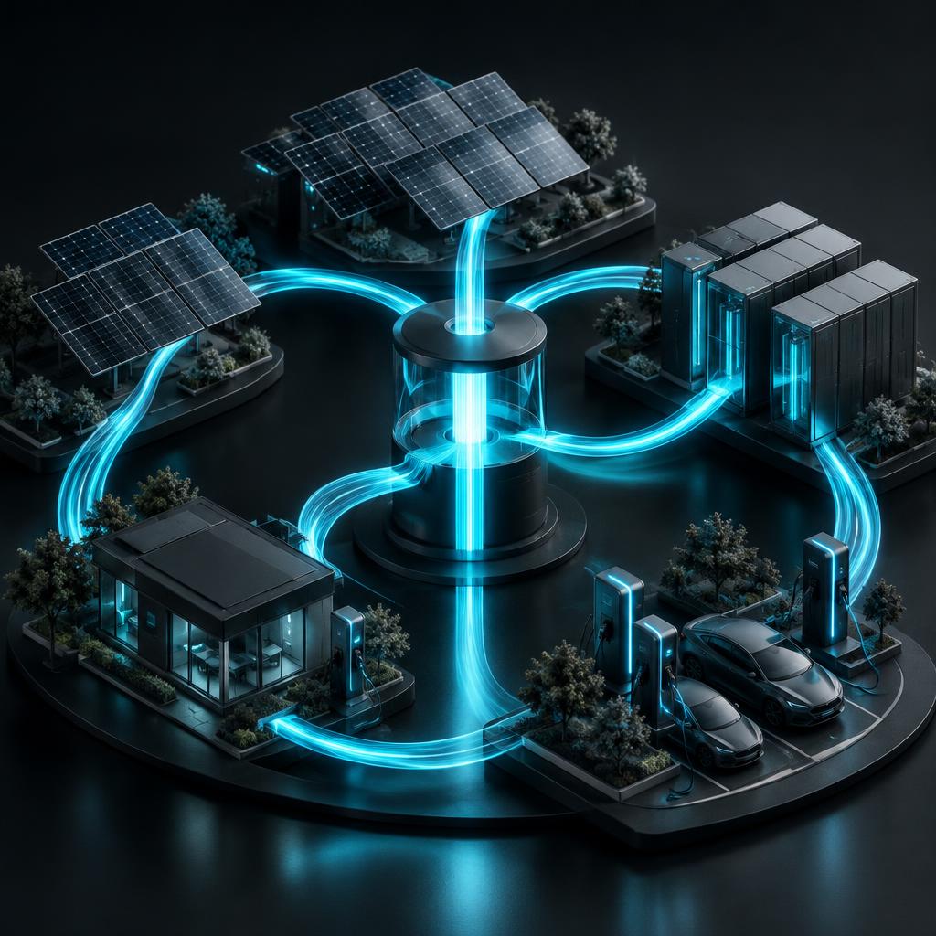 Cyan energy-system concept; not an EMS screenshot